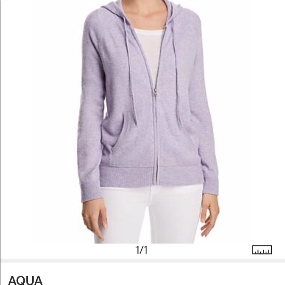 Aqua Zip-front Cashmere Hoodie